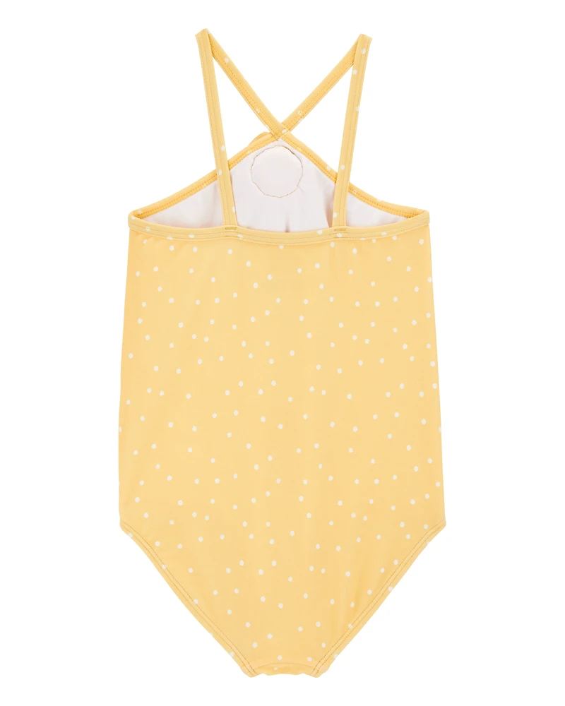 Toddler Girl 1-Piece Polka Dot Swimsuit - Gold