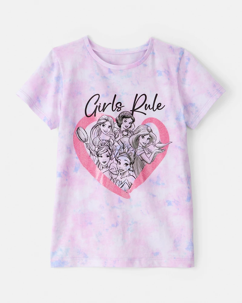 Girls Disney© Princess Rule Tie-Dye Short-Sleeve Graphic Tee - Purple/Pink
