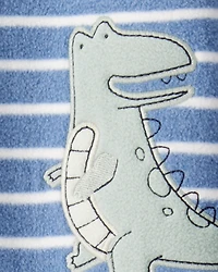 Baby Boy Dino Striped 2-Way Zip Long-Sleeve Sleeper - Blue