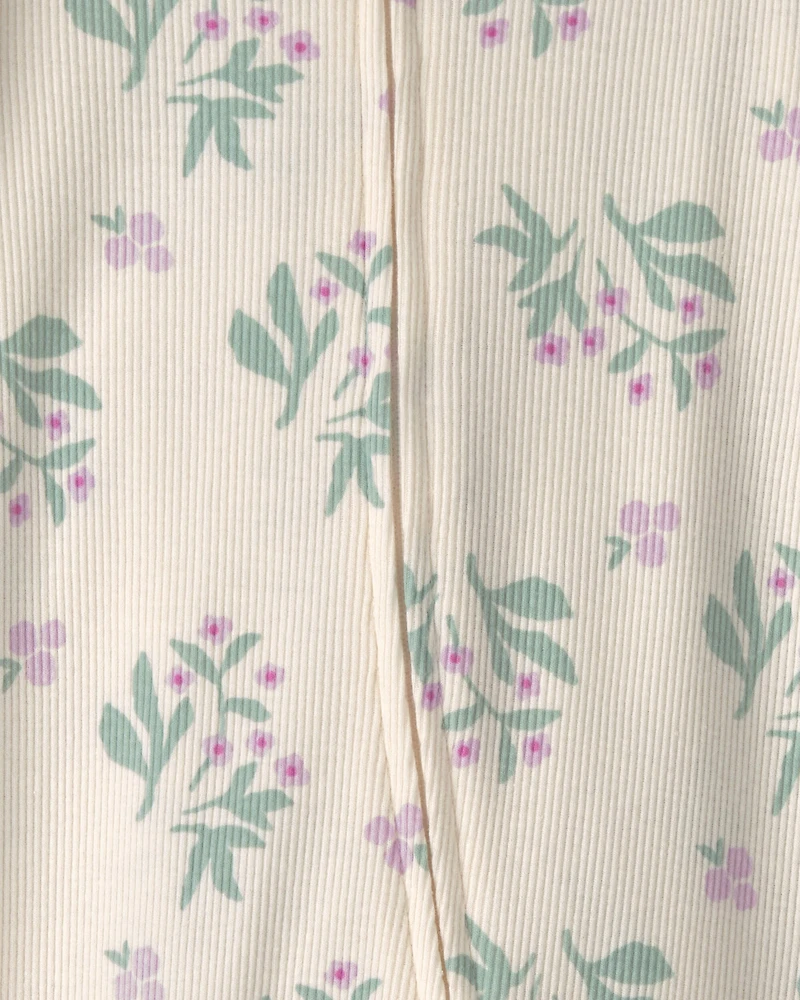 Baby Girl Floral Cotton 2-Way Zip Sleeper - Cream