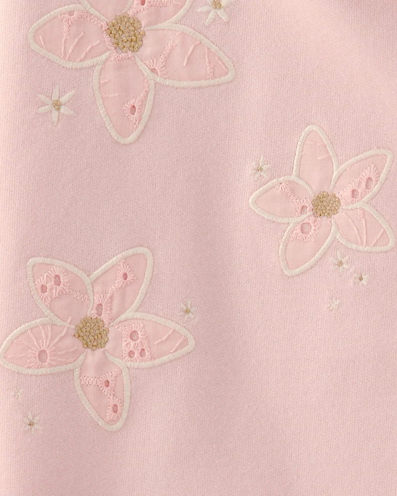 Girls Floral French Terry Pullover Sweatshirt - Pink