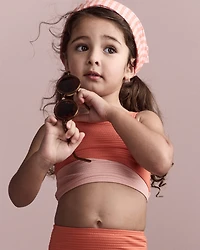 Toddler Girl colourblock Tankini Set - Orange