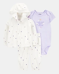 Baby Girl 3-Piece Ice Cream Print Little Cardigan Set