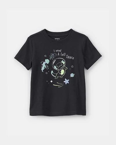 Toddler Boy Axolotl Space Graphic Tee - Black