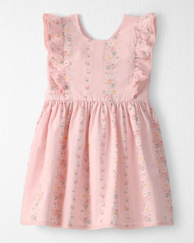 Toddler Girl Ruffle Dress Made with Organic Cotton Spring Garden Print