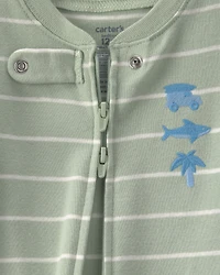 Baby Beach 100% Cotton 1-Piece Pyjama - Olive Green