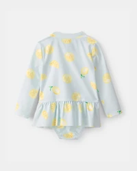 Baby Girl 1-Piece Lemon Rashguard Swimsuit - Blue