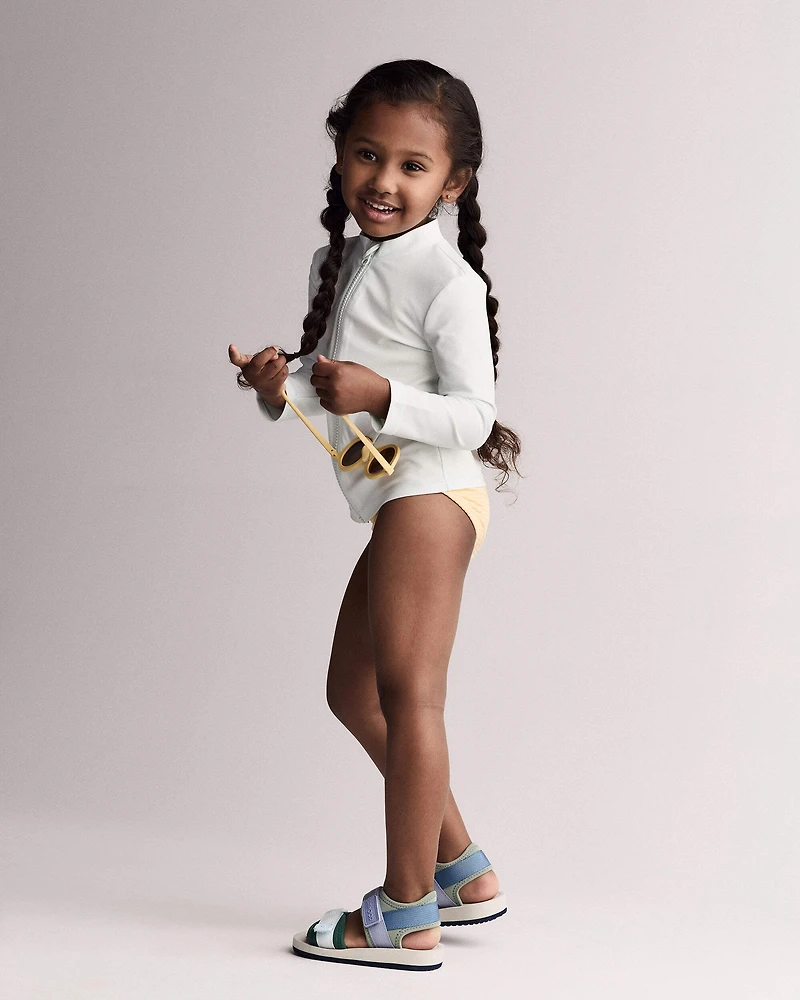 Toddler Full-Zip Long-Sleeve Rashguard - Light Green