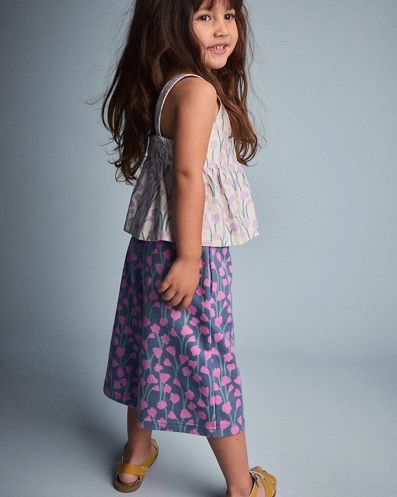 Toddler Girl Wide-Leg Pants Wildflowers - Slate Blue/Purple
