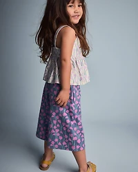 Toddler Girl Wide-Leg Pants Wildflowers - Slate Blue/Purple