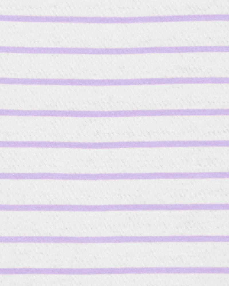 Baby Striped Flutter Short-Sleeve Tee - Purple