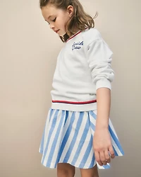 Girls Striped French Terry Dress - Blue/Ivory