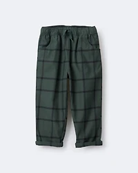 Toddler Boy Pull-On Pant Plaid - Dark Green