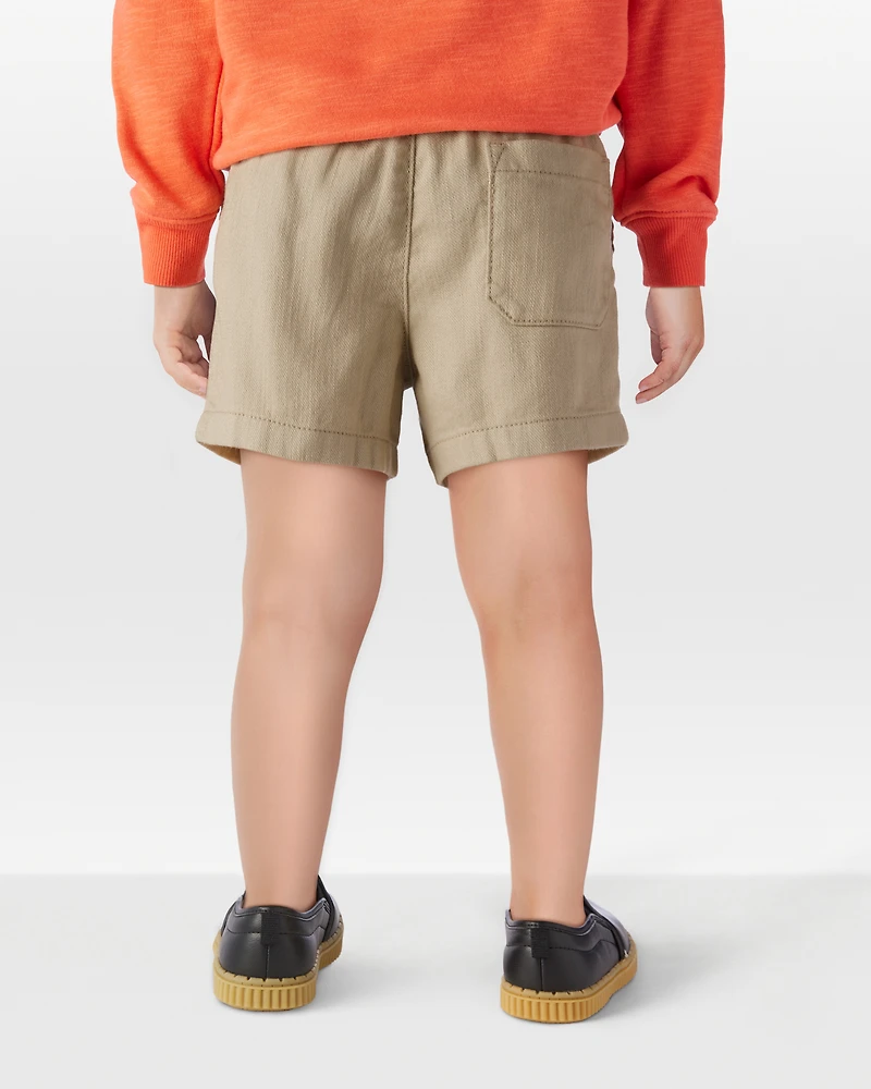Toddler Pull-On Twill Shorts - Khaki