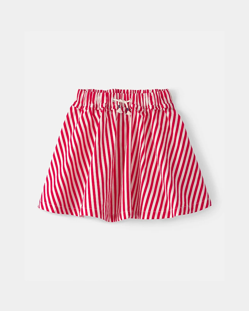 Girls Striped Skort - Red/White