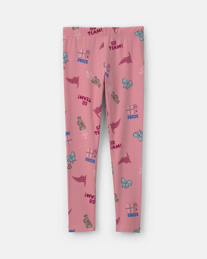 Girls School Spirit Pull-On Stretch Leggings - Pink