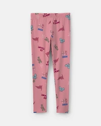 Girls School Spirit Pull-On Stretch Leggings - Pink