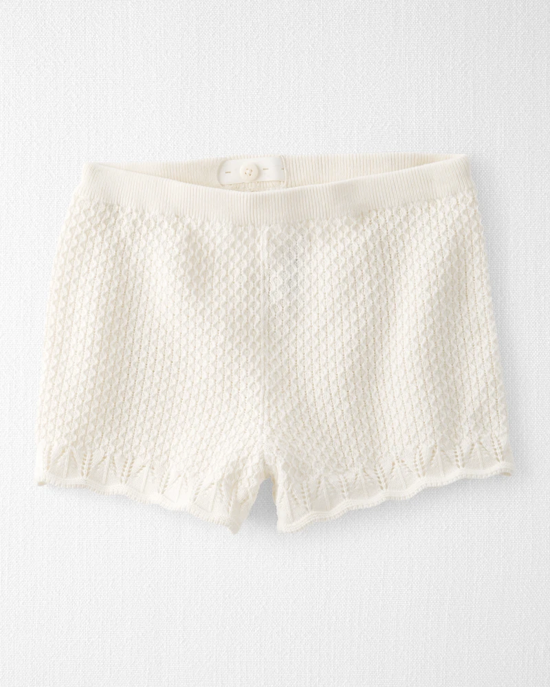 Kid 2-Piece Organic Cotton Crotchet Knit Set-Cream