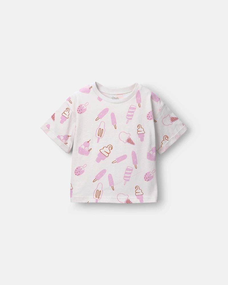 Toddler Girl Rolled Cuff Tee Ice Cream Print