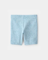 Toddler Girl Floral Ladybug Bike Shorts - Blue