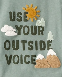 Toddler Boy Use Your Outside Voice Graphic Long-Sleeve Tee - Green