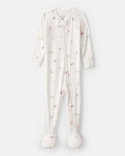 Baby Girl Painting & colouring Print PurelySoft Long-Sleeve 2-Way Zip 1-Piece pyjamas - Ivory
