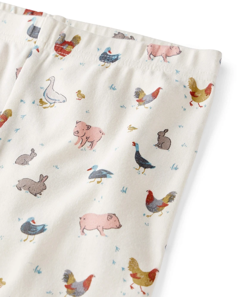 Kid 2-Piece Farm Animal Cotton Long-Sleeve Pyjamas - Cream