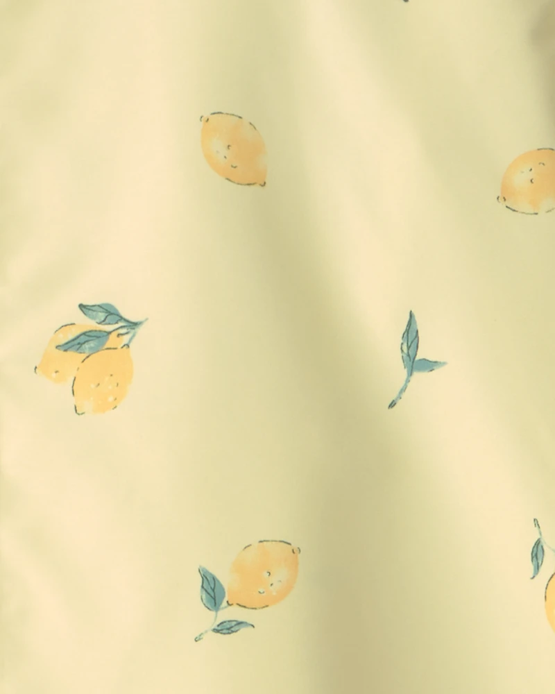 Girls Lemon Print  Rain Jacket- Yellow