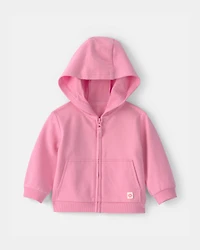 Baby Girl French Terry Zip-Up Hoodie - Pink