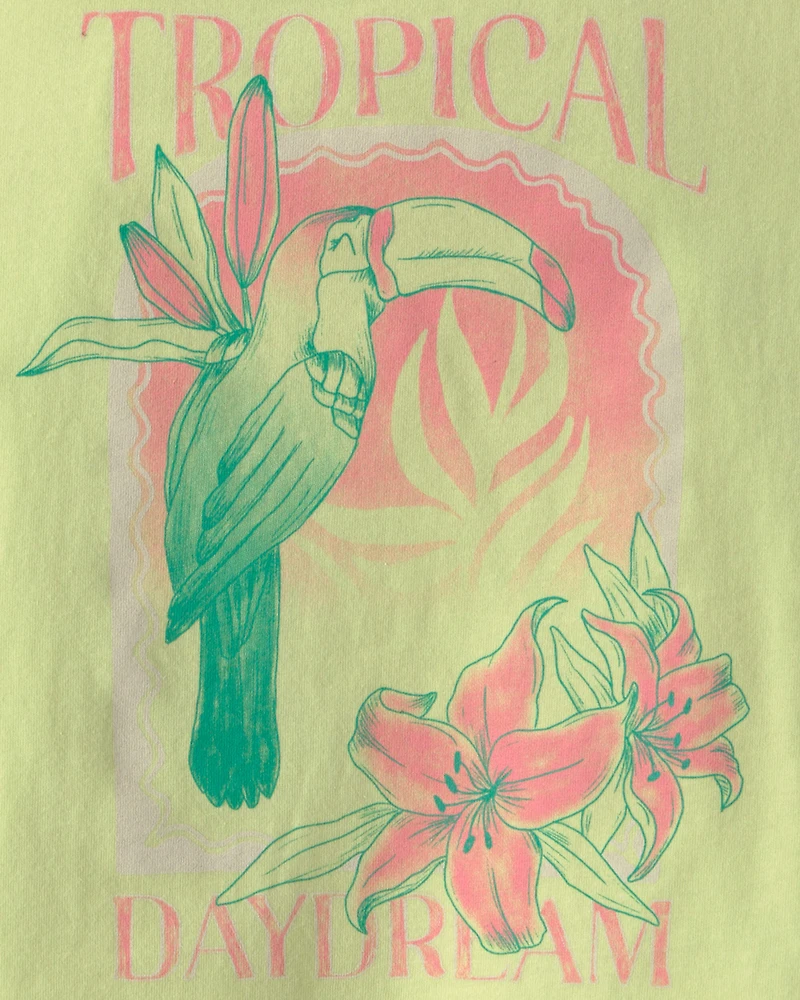 Girls 'Tropical Daydream' Toucan Graphic Tank - Green