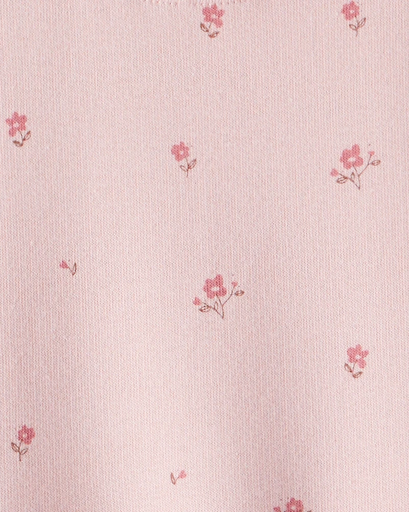 Toddler Girl French Terry Dress Made with Organic Cotton Blush Petals Print