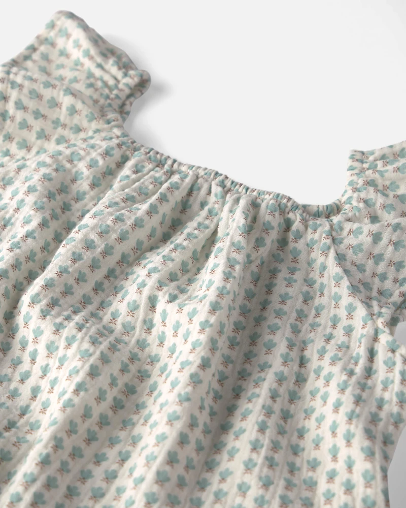 Girls 2-Piece Organic Cotton Gauze Top & Short Set Floral