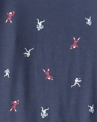 Boys Football Print PurelySoft Long-Sleeve 2-Piece Pyjamas - Navy Blue