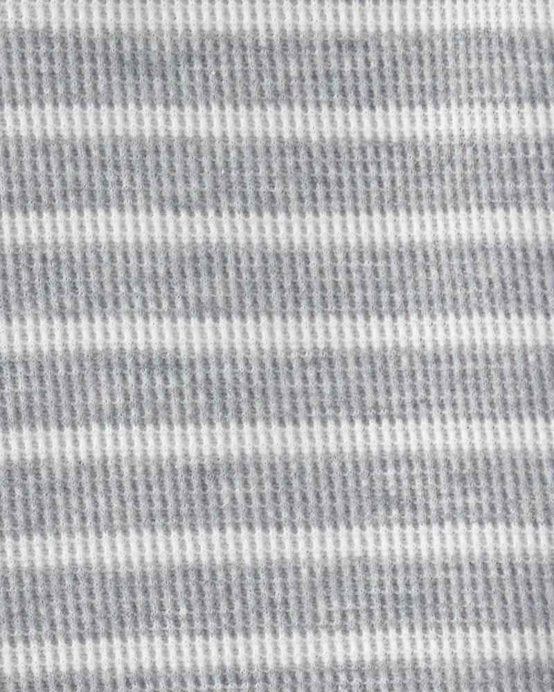 Baby Boy 2-Piece Dino Spikes Striped Thermal Short-Sleeve Bodysuit & Short Set - Grey