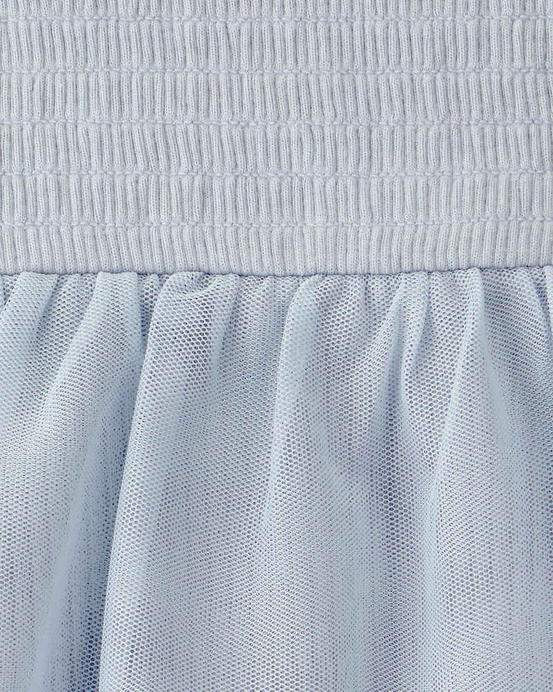 Baby Girl Ruffle Sleeveless Tutu Romper - Blue