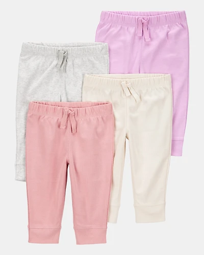 Baby Girl 4-Pack Pull-On Pants