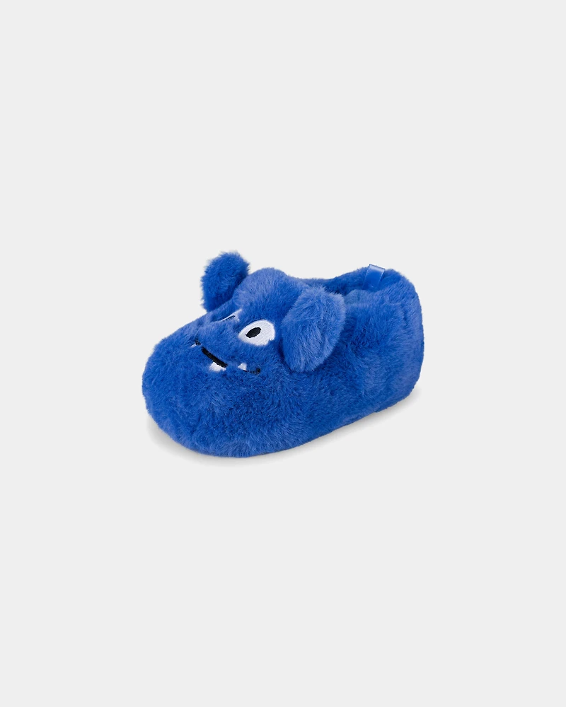 Boys Cozy Monster Slippers - Blue