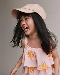 Toddler Girl Off Shoulder Flowy Top Sunny Life Print - Light Pink