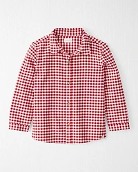 Boys Organic Cotton Button-Front Flannel Shirt