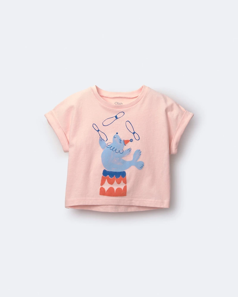 Toddler Girl Breezy High-Low Top Circus Print - Pink