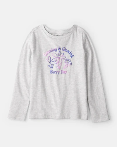 Girls Growing & Glowing Long-Sleeve Graphic Tee - Grey