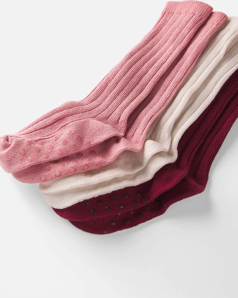 Toddler Girl 3-Pack No-Slip Knee-High Socks Made with Organic Cotton