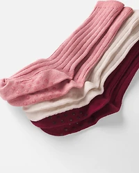 Toddler Girl 3-Pack No-Slip Knee-High Socks Made with Organic Cotton