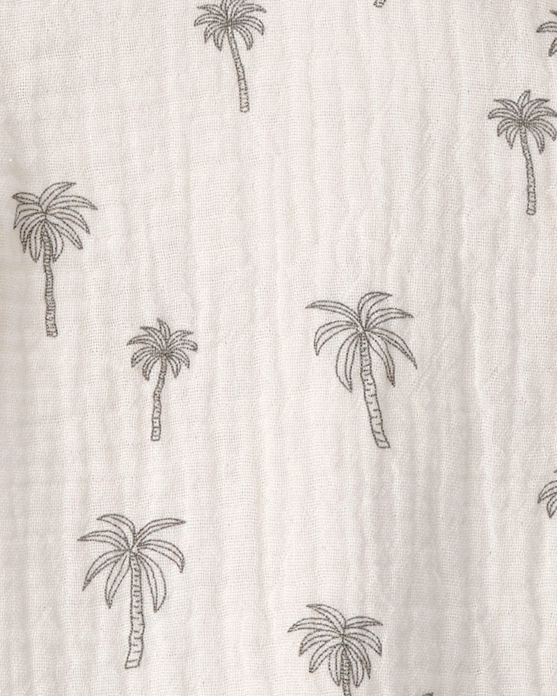 Toddler Boy 2-Piece Organic Cotton Gauze Top & Short Set Palm Trees