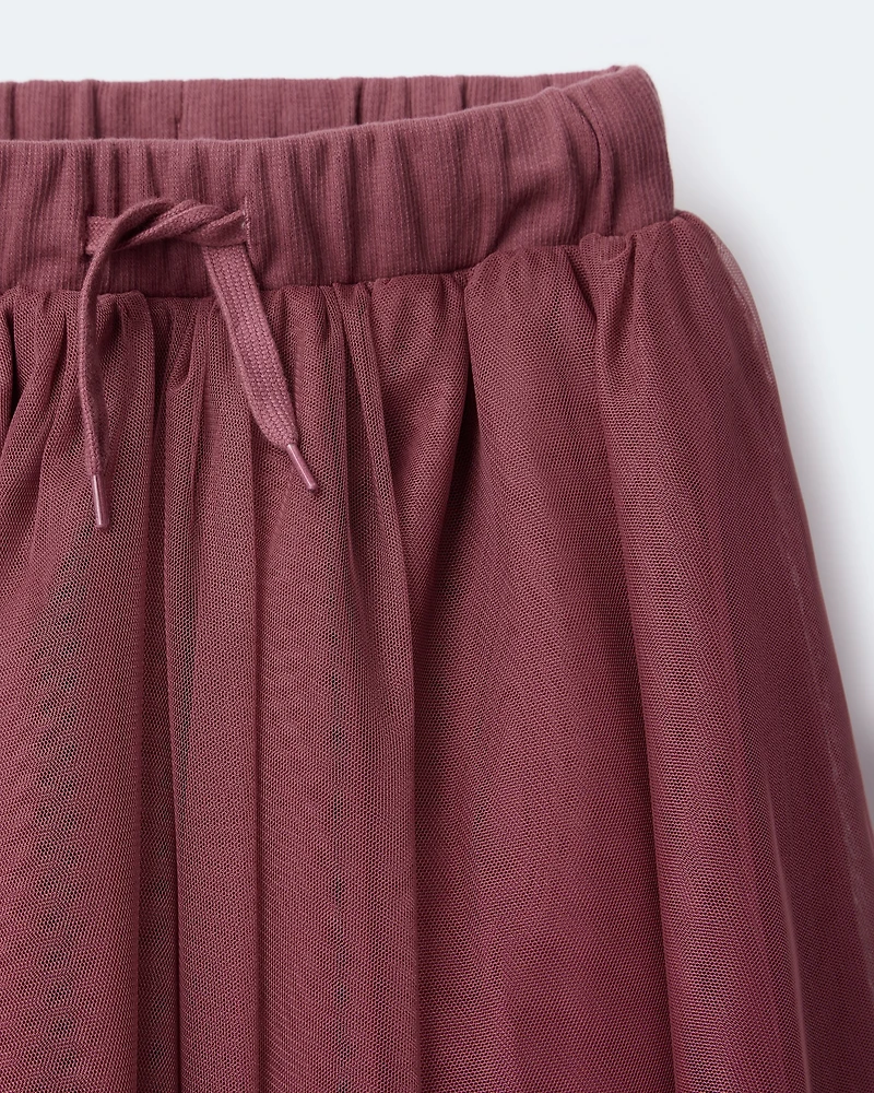 Toddler Girl Avenue Twirl™ Midi Skirt with Tulle - Burgundy