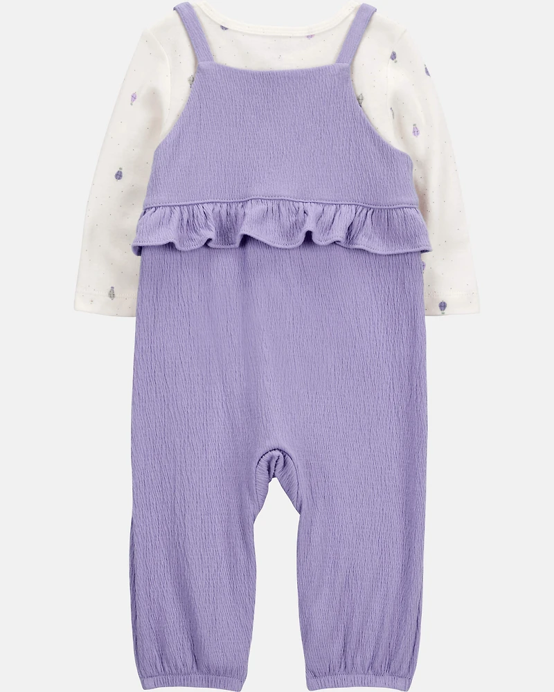 Baby Girl 2-Piece Long-Sleeve Tee & Coverall Set