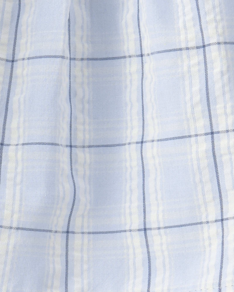 Baby Girl 3-Piece Gingham Hat, Top & Short Set - Blue