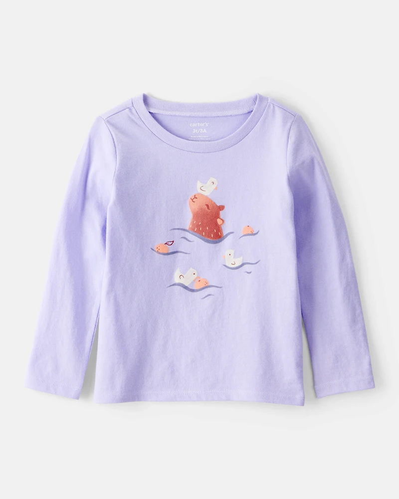 Toddler Girl Cabybara Long-Sleeve Graphic Tee - Purple