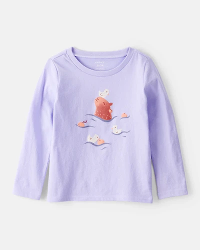 Toddler Girl Cabybara Long-Sleeve Graphic Tee - Purple