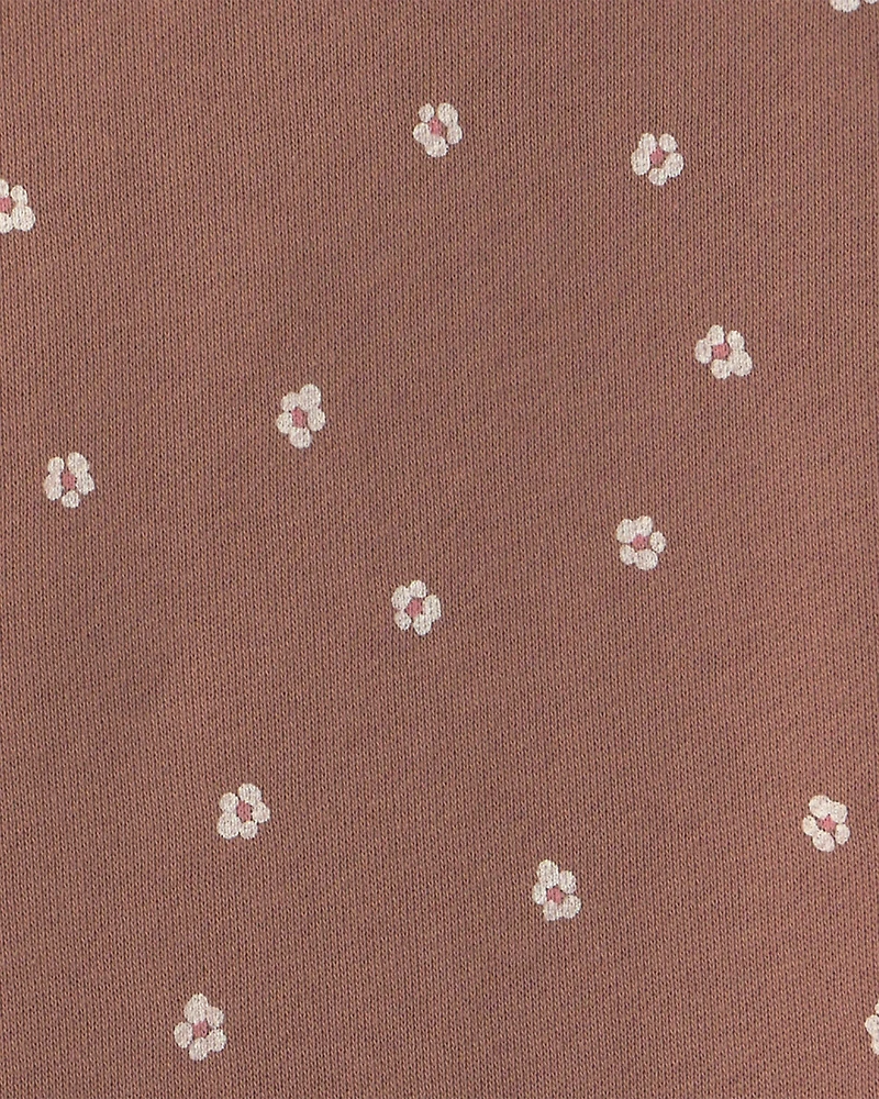 Toddler Girl Floral French Terry Long-Sleeve Dress Set - Pink/Brown
